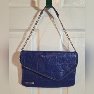 Nine West Royal Blue Croc-Embossed Clutch